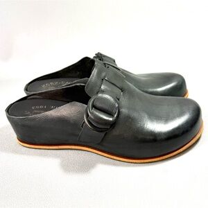 Kork-Ease Kori Black Leather Slip-On Clogs NWOT
